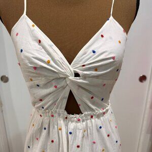 White with Rainbow Polka Dots Sundress